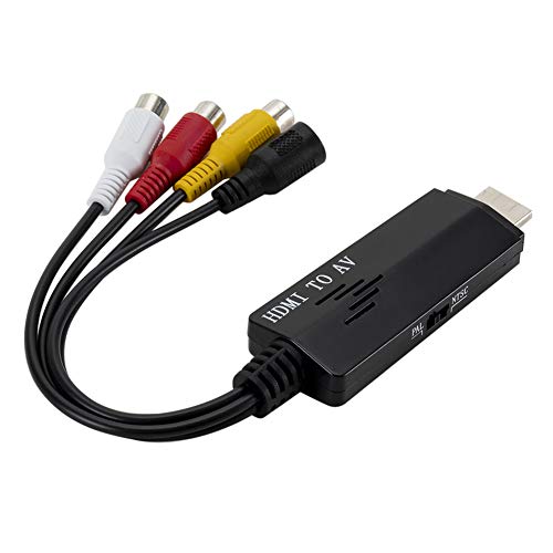 Asudaro HDMI auf RCA Adapter Male to Female HDMI zu AV Converter 3RCA CVBS Composite Video Audio Konverter 1080p HDMI-Stecker mit USB Ladekabel für TV, VHS, VCR, DVD Schwarz von Asudaro