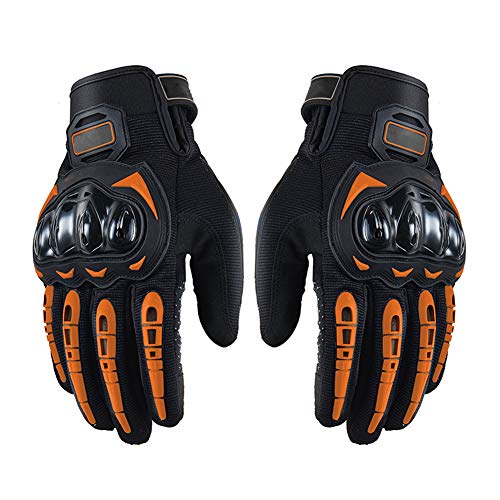 Asudaro Motorradhandschuhe Sport Handschuhe Touchscreen Handschuhe Warm Atmungsaktiv Anti-Rutsch Anti-Kollision Fahrad Handschuhe für Motorrad Fahrrad, Paintball und Outdoor Aktivitäte Orange von Asudaro