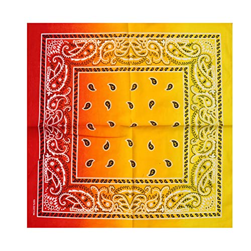 Bandana Kopftuch Halstuch Damen Herren 55 x 55 cm, Haar Schal Baumwolle mit Cashew Muster, Headwear Taschentuch Square Bandana Tuch Atmungsaktive Fahrrad Kopfbedeckung für Motorad Biker Orange Gelb von Asudaro