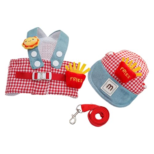 Asukohu Cartoon Baumwoll Haustierkabelbaum Leinenhut Set Mit Einfacher Vertragsclip Gürtelhundkostüm Für Halloween Party Wear Verstellbares Haustierkabelbaum Mit Metallclip von Asukohu