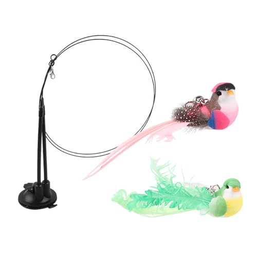 Asukohu Interaktives Katzenspielzeug mit Federn und drehbarem Vogel-Design und Saugnapf-Basis für Indoor-Spielzeiten, Katzen, Angelspielzeug Asukohu Interaktives Katzenspielzeug mit Federn und drehbarem Vogel-Design und Saugnapf-Basis für Indoor-Spielzeiten, Katzen, Angelspielzeug von Asukohu