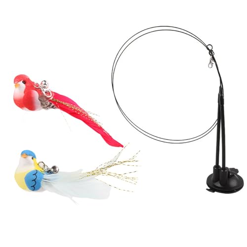Asukohu Interaktives Katzenspielzeug mit Federn und drehbarem Vogel-Design und Saugnapf-Basis für Indoor-Spielzeiten, Katzen, Angelspielzeug Asukohu Interaktives Katzenspielzeug mit Federn und drehbarem Vogel-Design und Saugnapf-Basis für Indoor-Spielzeiten, Katzen, Angelspielzeug von Asukohu