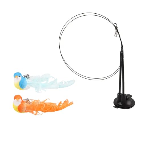 Asukohu Interaktives Katzenspielzeug mit Federn und drehbarem Vogel-Design und Saugnapf-Basis für Indoor-Spielzeiten, Katzen, Angelspielzeug Asukohu Interaktives Katzenspielzeug mit Federn und drehbarem Vogel-Design und Saugnapf-Basis für Indoor-Spielzeiten, Katzen, Angelspielzeug von Asukohu