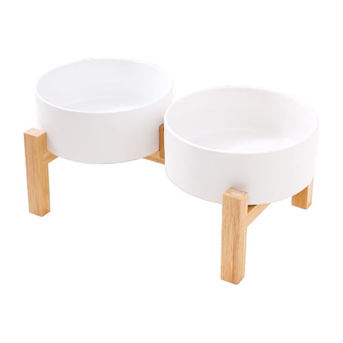 Erhöhtes Keramik-Hundenapf-Set mit stabilem Holzständer, rutschfestes Design, Doppelnapf, Wasserfutter, Futterstation für Haustiere, erhöhter Futternapf Erhöhtes Keramik-Hundenapf-Set mit stabilem Holzständer, rutschfestes Design, Doppelnapf, Wasserfutter, Futterstation für Haustiere, erhöhter Futternapf von Asukohu