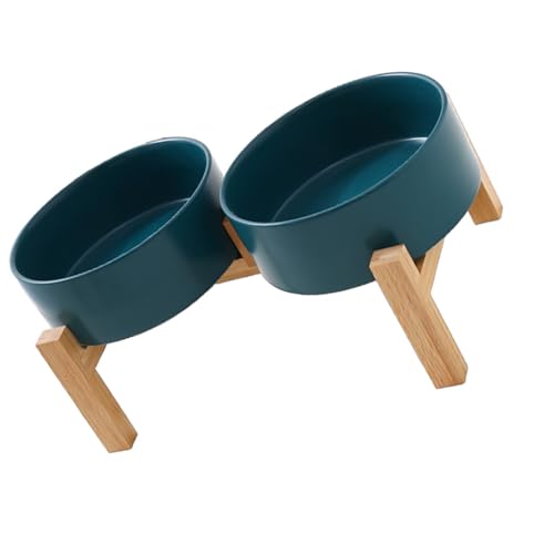 Erhöhtes Keramik-Hundenapf-Set mit stabilem Holzständer, rutschfestes Design, Doppelnapf, Wasserfutter, Futterstation für Haustiere, erhöhter Futternapf Erhöhtes Keramik-Hundenapf-Set mit stabilem Holzständer, rutschfestes Design, Doppelnapf, Wasserfutter, Futterstation für Haustiere, erhöhter Futternapf von Asukohu
