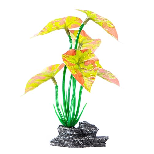 Künstliche Pflanze mit Sockel, leicht zu reinigen, Pflege für verschiedene Größen, Aquarien, Wasserpflanze, Aquarien, Dekorationen von Asukohu