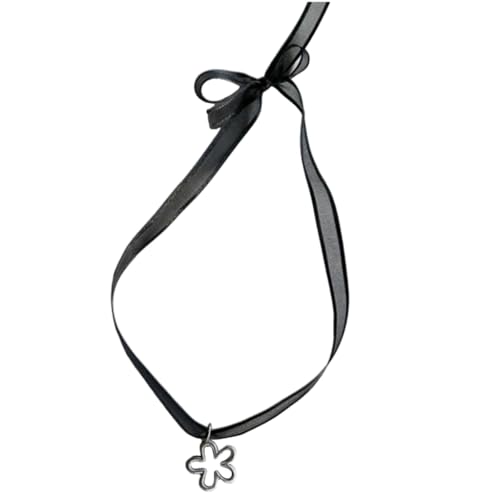 Modisches schwarzes Band, bequemes und stilvolles Halsband mit Stern-, Herz-, Blumen- und Schmetterlingsanhänger, Halsband für Hunde von Asukohu
