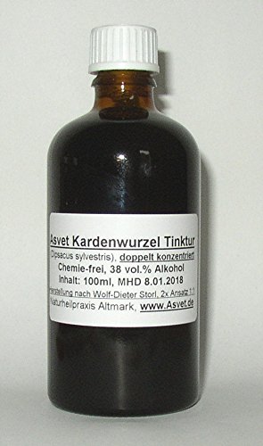 Asvet 100ml Kardenwurzel Tropfen, doppelter Auszug (Volltinktur, 2 x Ansatz 1:1), Wilde Karde, Kardentinktur nach Wolf-Dieter Storl von Asvet