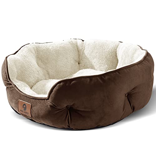 Asvin Hundebett für mittelgroße Hunde, große Katzenbetten für drinnen Katzen, Haustierbett für Welpen und Kätzchen, Braun, 63.5 cm von Asvin