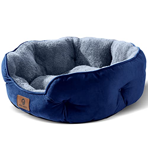 Asvin Hundebett für mittelgroße Hunde, große Katzenbetten für drinnen Katzen, Haustierbett für Welpen und Kätzchen, blau, 63.5 cm von Asvin