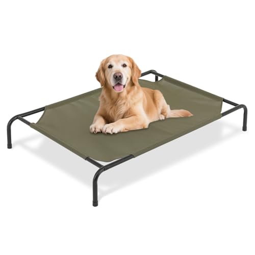 Athena Collection Erhöhtes Hundebett für den Außenbereich, 124 cm, waschbar, mit Metallrahmen, rutschfeste Füße, für mittelgroße und große Hunde, Grün von Athena Collection