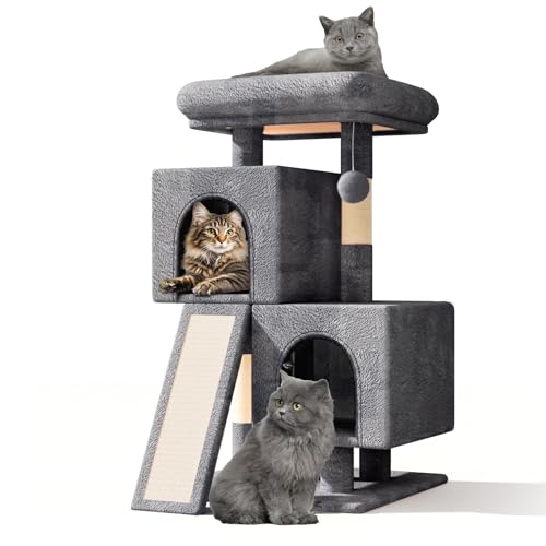 Athena Collection Kleiner Katzenbaum, modern, 86,4 cm, niedlicher Katzenbaumturm mit Kratzbaum, 2 Condo Aktivitätsplattform und Spielball für den Innenbereich, Dunkelgrau Athena Collection Kleiner Katzenbaum, modern, 86,4 cm, niedlicher Katzenbaumturm mit Kratzbaum, 2 Condo Aktivitätsplattform und Spielball für den Innenbereich, Dunkelgrau von Athena Collection