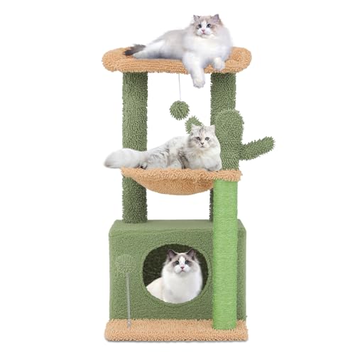 Athena Collection Kleiner Katzenbaum mit Kratzbaum, 84 cm, moderner niedlicher Katzenbaum mit gemütlicher Sitzstange, Hängemattenball für Kätzchen im Innenbereich, Kaktus-Schatten, Hellgrün Athena Collection Kleiner Katzenbaum mit Kratzbaum, 84 cm, moderner niedlicher Katzenbaum mit gemütlicher Sitzstange, Hängemattenball für Kätzchen im Innenbereich, Kaktus-Schatten, Hellgrün von Athena Collection
