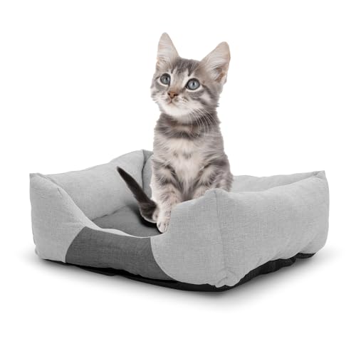 Athena Collection Kleines Hundebett, waschbar, für kleine Hunde, Welpen, Katzen, Haustiere, gemütlicher, weicher, wärmender Stoff mit Rutschfester Unterseite, 50,8 cm, Grau von Athena Collection