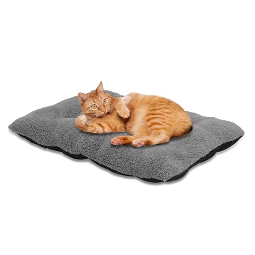 Athena Collection Kleines Hundebett, waschbar, für kleine Hunde, Welpen, Katzen, Haustiere, künstliche Tanne, beruhigende Kiste, warm, gemütlich, weich, Grau von Athena Collection