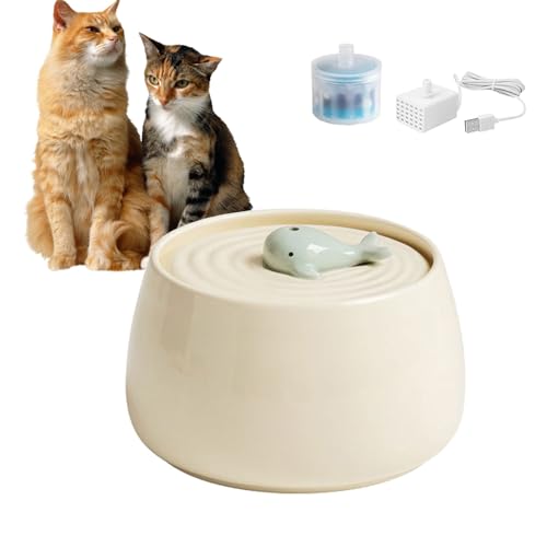 Keramik-Futternäpfe für Haustiere, 1,3 l, Katzen-Wasserbrunnen, Haustier-Trinkbrunnen für Katzen und Hunde, Wasserspender mit Filtern, leiser automatischer Haustier-Wasserbrunnen, gebrochenes Weiß Keramik-Futternäpfe für Haustiere, 1,3 l, Katzen-Wasserbrunnen, Haustier-Trinkbrunnen für Katzen und Hunde, Wasserspender mit Filtern, leiser automatischer Haustier-Wasserbrunnen, gebrochenes Weiß von Atldmphic
