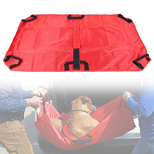 60KG Tragbare Tiertrage Faltbar Haustiertrage Haustiertransportbahre Anti Biss Foldable Haustier Hund Tiertrage Trage Mit 6 Griffe Nylon (Rot) von Atnhyruhd