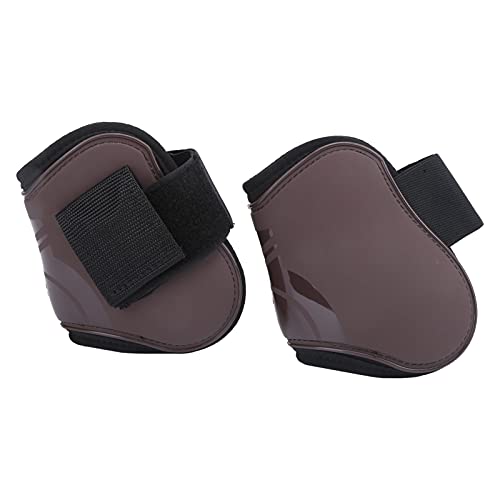 Atyhao 2Pcs Pferdesehnenstiefel, Vorne oder Hinten Pferdebeinschutzstiefel PU Schutzwickelschutz Zum Reiten Stoßdämpfender Springschutz (braun)[Hinterbein M] Gamaschen & Schützer von Atyhao