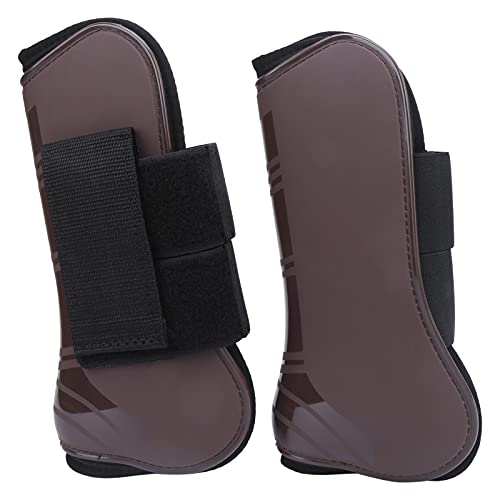 Atyhao 2Pcs Pferdesehnenstiefel, Vorne oder Hinten Pferdebeinschutzstiefel PU Schutzwickelschutz Zum Reiten Stoßdämpfender Springschutz (braun)[Vorderbein XL] Gamaschen & Schützer von Atyhao