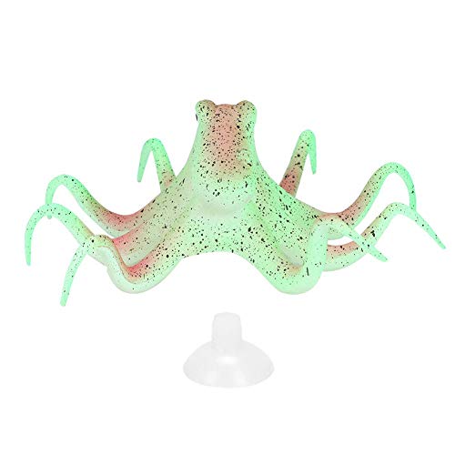 Atyhao Aquarium Artificial Octopus, Silikon Artificial Fluorescent Simulation Octopus Simulation Landschafts Dekoration für Aquarium Süßwasser Salzwasser[Grün] Ornamente von Atyhao