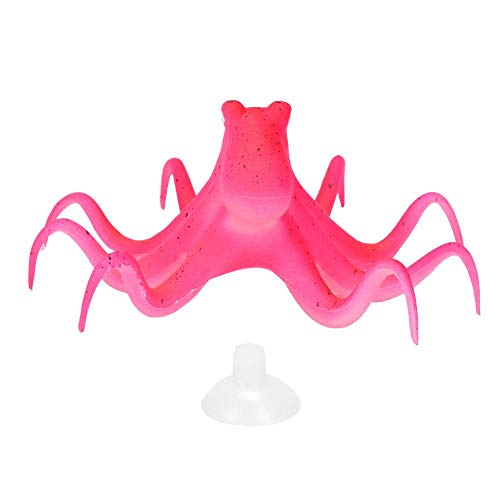 Atyhao Aquarium Artificial Octopus, Silikon Artificial Fluorescent Simulation Octopus Simulation Landschafts Dekoration für Aquarium Süßwasser Salzwasser[rot] Ornamente von Atyhao