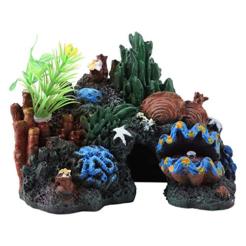 Aquarium Ornament Dekoration, Reptilien Bunte Kunstharz Koralle Höhle Dekor für Marine Aquarium Ornament von Atyhao