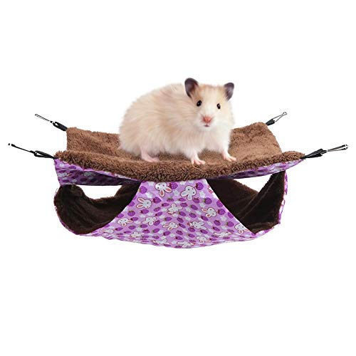 Dual Layer Pet Hängematte, Purple Rabbit Double Layer Inter Layer Warm Hängematte Hängebett Haus Schlafsack für Eichhörnchen kleine Haustiere[S] Kleintierbetten von Atyhao