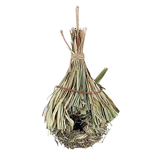 Atyhao Grass Bird Hut, handgewebtes Bambusblatt Vogel Nest Teardrop förmige umweltfreundliche Vogelkäfige Nest Roosting Hanging Parrot Roosting House für Hausgarten Dekorationen[S.] Nistkästen von Atyhao