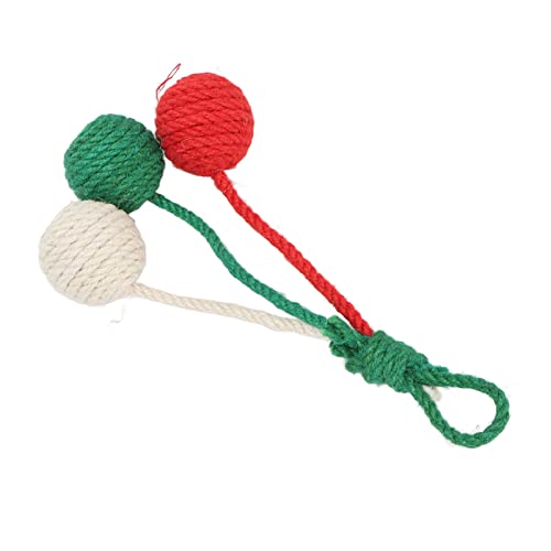 Atyhao Hängender Katzen-Sisal-Ball, Wechselwirkendes Hängendes Sisal-Ball-Katzen-Spielzeug Bunt für Innen (Rot Grün Weiß) von Atyhao