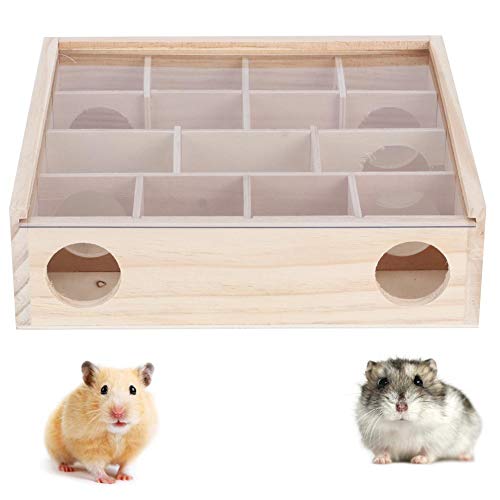 Hamster Labyrinth Tunnel Spielzeug, Naturholz Hamster Labyrinth Maus Intelligentes interaktives Haustier Spielzeug mit Acrylabdeckung für Zwerg Hamster Rennmaus Mäuse von Atyhao