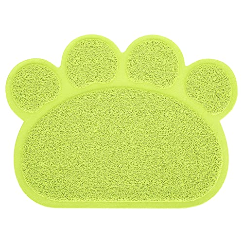 Haustier PVC Tischset, Pfotenform Futter Wasser Tischset Matte PVC Katze Hund Wurfmatte Wasserdicht rutschfest Pfotenform Futter Schüssel Tischset Haustier[Grün] Katzentoiletten & Zubehör von Atyhao