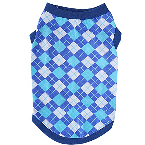 Haustier Sommer Ärmellos, Haustier Schwein Frühling Sommer Ärmelloses T-Shirt Haustier Weste Sweatshirt Rautenmuster Kleidung für Hundekleidung[Blaues M] Wundschutzanzüge von Atyhao