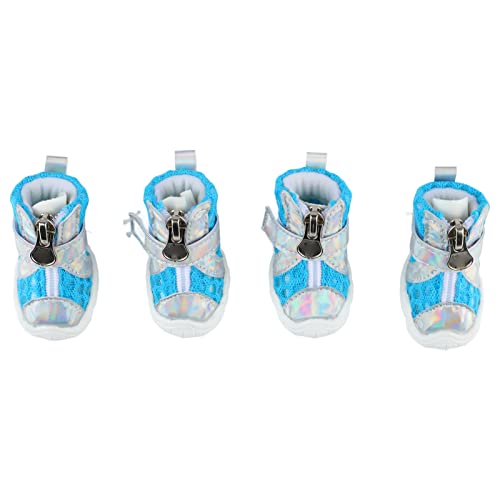 Hundeschuhe, Sommer, Weiches, Atmungsaktives Mesh, 4-teilige Hundeschuhe, Leicht, für Spaziergänge Im Freien (Blau) von Atyhao