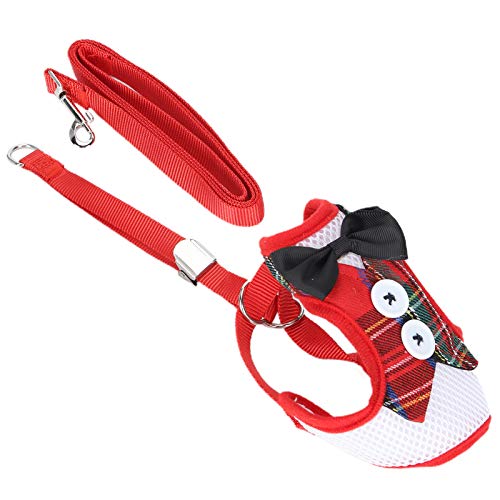 Katze Geschirr Leine Set, Flucht Beweis Weste Style Haustier Truhe Gurt Harness Verstellbarer Leinenseil Katze Weste Harness mit Leine für Hundekatze[Rotes Gitter M.] Geschirre, Halsbänder & Leinen von Atyhao