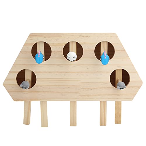Katzen Jagd Maus Spielzeug, 5 Löcher Interaktive Holzpuzzle Box für Katzen Spielen ÜbungSpielzeugmäuse von Atyhao