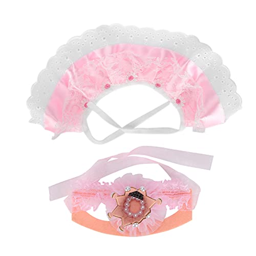 Atyhao Pet Lace Lätzchen, Flower Lace Katzenhalsband Lätzchen und Crown Fairy Style Prinzessin Pet Kostüme für Katzen, Kleine Schweine[Rosa] Halsbandschmuck von Atyhao