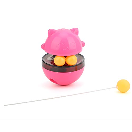 Atyhao Pet Leaking Food Toy, Spaß Pet Leaking Food Toy Kunststoff Pet Fun Tumbler Feeder Leaking Food Ball Pädagogisches interaktives Spielzeug für Katzen Hunde[Karminrot] Tunnel von Atyhao