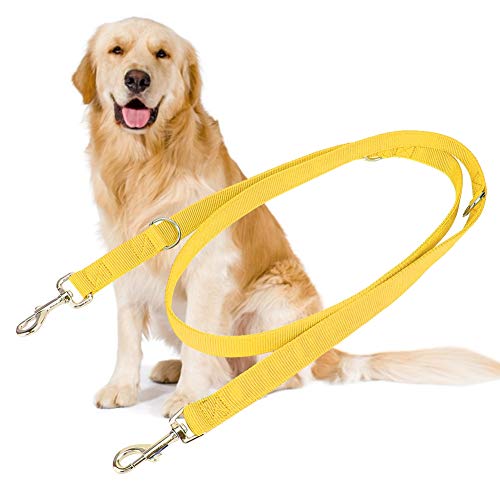 Pet Traction Rope, 2 m Teleskop Hundeleine Doppelte Schnalle Nylon Flexibles Leinenseil Pet Pulling Leash Rope Dogs Outdoor Walking Supplies[Gelb] Klicker von Atyhao