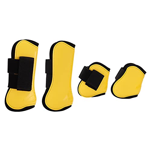 Atyhao Pferde sehnenstiefel Set, 4Pcs PU Shell Vorder und Hinterbeinstiefel Verstellbarer Beinschutz Protektor Pferde sehnenstiefel Reitausrüstung[M] Fell- & Hufpflege von Atyhao