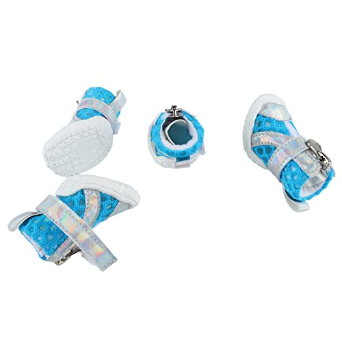 Welpenschuhe, Hundeschuhe, Gummisohle, 4 Stück, Atmungsaktives Mesh, Weiche Innenseite, Stilvoll Zum Gehen auf Heißem Bürgersteig (Blau) von Atyhao