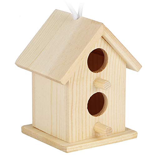 Holzvogelhaus 3Pcs Innovative Holzvogelhaus Nistkäfig Ornament Hängendes Vogelhaus für Gartendekoration im Freien Vogel Nistkasten Unvollendete malbare Vogelhäuschen von Atyhao