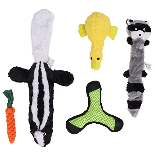 Hunde-Quietschspielzeug, 5 Stück Plüsch-Hundespielzeug Quietsche-Plüsch-Hundespielzeug Durable Chew Dog Toys Interaktives Plüschhundespielzeug für Welpen Kleine HaustiereKauspielzeug von Atyhao