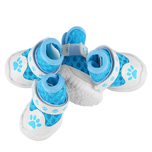 Hundeschuhe, Sommer-Hundeschuhe, 4 Stück, Weiches Futter, Rutschfestigkeit für den Alltag für Draußen (Blau) von Atyhao