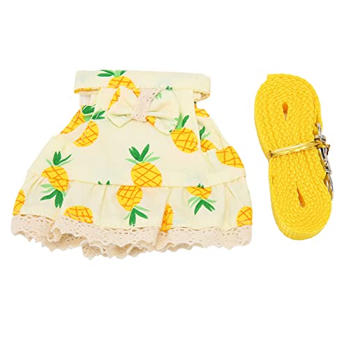 Kaninchen-Geschirr-Kragen, Kaninchen-Kleiderleinen-Set Vier Jahreszeiten, Leicht zu Tragen, Gelber Ananas-Druck, Verstellbar für Frettchen für Meerschweinchen, die Zum Gehen Gehen (M Gelbe Ananas) von Atyhao