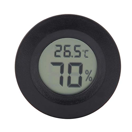 Mini-Hygrometer-Thermometer, Mini-Digital-LCD-Thermometer Hygrometer-Feuchtigkeitsmesser mit runder Form für Reptilien[Schwarz]Thermometer von Atyhao
