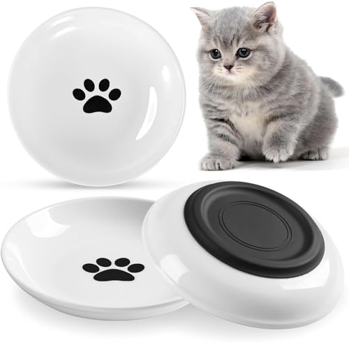 Auauraintt 3 Stück Katzennapf Keramik, mit Rutschfestem Gummiboden, Anti Whisker Fatigue Katzengeschirr Set, Flacher breiter Futter- und Wassernapf für Kätzchen,für Katzen und Kleintiere Auauraintt 3 Stück Katzennapf Keramik, mit Rutschfestem Gummiboden, Anti Whisker Fatigue Katzengeschirr Set, Flacher breiter Futter- und Wassernapf für Kätzchen,für Katzen und Kleintiere von Auauraintt