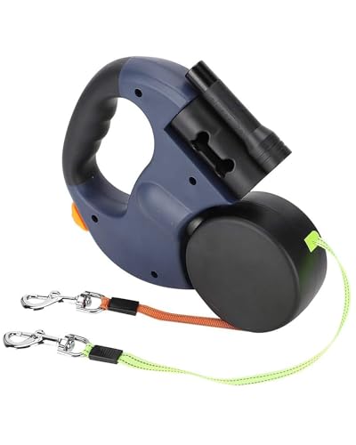 Doppelte Hundeleine, einziehbar, ausziehbar, glatt, robust und bissfest, nicht leicht zu reißen, Hundeleine mit zwei langen Kordeln, 3 m, bis zu 50 lb, Blau Doppelte Hundeleine, einziehbar, ausziehbar, glatt, robust und bissfest, nicht leicht zu reißen, Hundeleine mit zwei langen Kordeln, 3 m, bis zu 50 lb, Blau von Aucaer