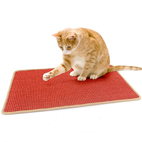 Aucenix Katzenkratzmatten für Indoor-Katzen (60 x 39 cm), natürliches Sisal-Katzenkratzmatte, Katzenboden-Kratzpad für Kiity-Schleifkrallen und Schutz von Möbeln, Wand, Couch, Teppich (rot) von Aucenix