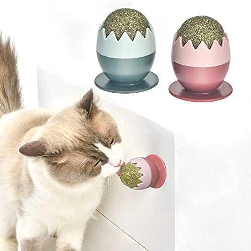 Aucenix Katzenminze Balls Spielzeug für Katzen,Drehbares essbares Kitty Spielzeug zum Lecken von Katzen,Zahnreinigung Dental Kätzchen Kauspielzeug,Sichere gesunde Katzenwand Leckereien für Kätzchen von Aucenix