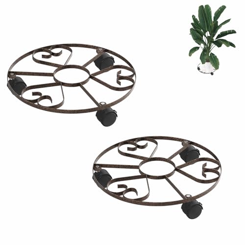 AufuN 2 Stück Pflanzenroller Rund Metall, Ø32cm Blumentopf Untersetzer mit Abschließbaren Rollen, Blumenroller Pflanzen Rollbrett Transportroller Für Innenbereich Außenbereich Haus und Garten, Tye E AufuN 2 Stück Pflanzenroller Rund Metall, Ø32cm Blumentopf Untersetzer mit Abschließbaren Rollen, Blumenroller Pflanzen Rollbrett Transportroller Für Innenbereich Außenbereich Haus und Garten, Tye E von AufuN